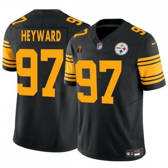 Men Pittsburgh Steelers 97 Cameron Heyward Black F U S E With Walter Payton Patch Color Rush Limited Stitched Jersey Men Pittsburgh Steelers 97 Cameron Heyward Black F U S E With Walter Payton Patch Color Rush Limited Stitched Jersey