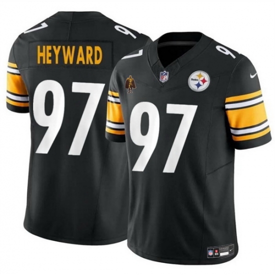 Men Pittsburgh Steelers 97 Cameron Heyward Black F U S E With Walter Payton Patch Vapor Untouchable Limited Stitched Jersey Men Pittsburgh Steelers 97 Cameron Heyward Black F U S E With Walter Payton Patch Vapor Untouchable Limited Stitched Jersey