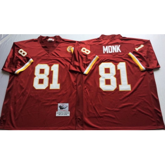 Men Redskins 81 Art Monk Red M&N Throwback Jersey Men Redskins 81 Art Monk Red M&N Throwback Jersey