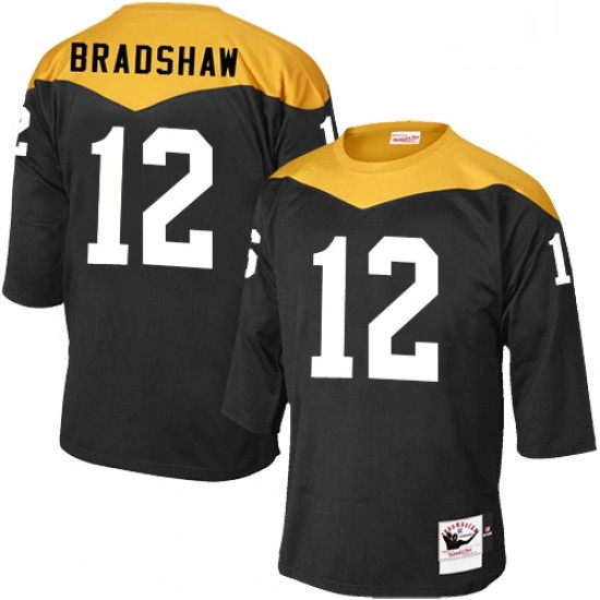 Mens Mitchell and Ness Pittsburgh Steelers 12 Terry Bradshaw Elite Black 1967 Home Throwback NFL Jersey Mens Mitchell and Ness Pittsburgh Steelers 12 Terry Bradshaw Elite Black 1967 Home Throwback NFL Jersey