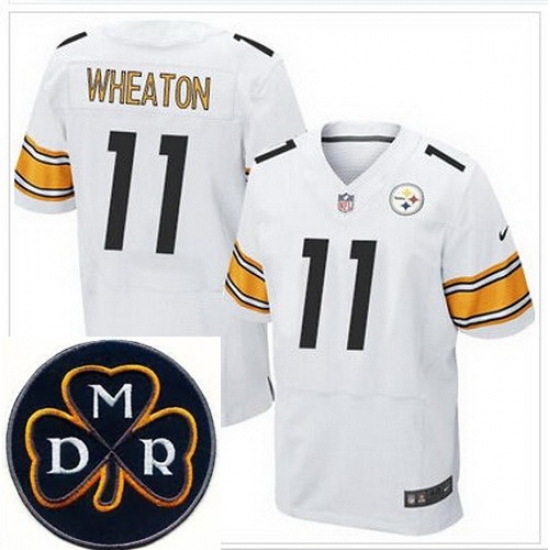 Men's Nike Pittsburgh Steelers #11 Markus Wheaton White NFL Elite MDR Dan Rooney Patch Jersey Men's Nike Pittsburgh Steelers #11 Markus Wheaton White NFL Elite MDR Dan Rooney Patch Jersey