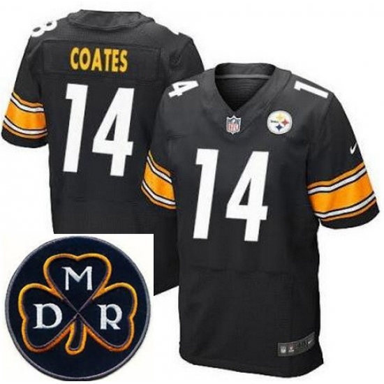 Men's Nike Pittsburgh Steelers #14 Sammie Coates Black Team Color Stitched NFL Elite MDR Dan Rooney Patch Jersey Men's Nike Pittsburgh Steelers #14 Sammie Coates Black Team Color Stitched NFL Elite MDR Dan Rooney Patch Jersey