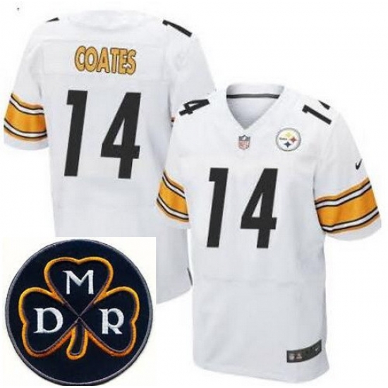 Men's Nike Pittsburgh Steelers #14 Sammie Coates White Stitched NFL Elite MDR Dan Rooney Patch Jersey Men's Nike Pittsburgh Steelers #14 Sammie Coates White Stitched NFL Elite MDR Dan Rooney Patch Jersey