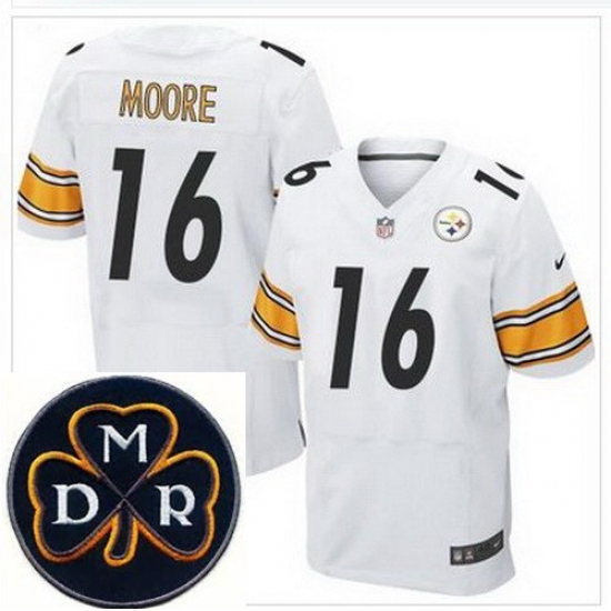 Men's Nike Pittsburgh Steelers #16 Lance Moore White NFL Elite MDR Dan Rooney Patch Jersey Men's Nike Pittsburgh Steelers #16 Lance Moore White NFL Elite MDR Dan Rooney Patch Jersey