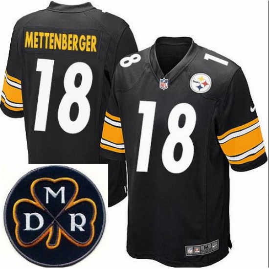 Men's Nike Pittsburgh Steelers #18 Zach Mettenberger Elite Black NFL MDR Dan Rooney Patch Jersey Men's Nike Pittsburgh Steelers #18 Zach Mettenberger Elite Black NFL MDR Dan Rooney Patch Jersey