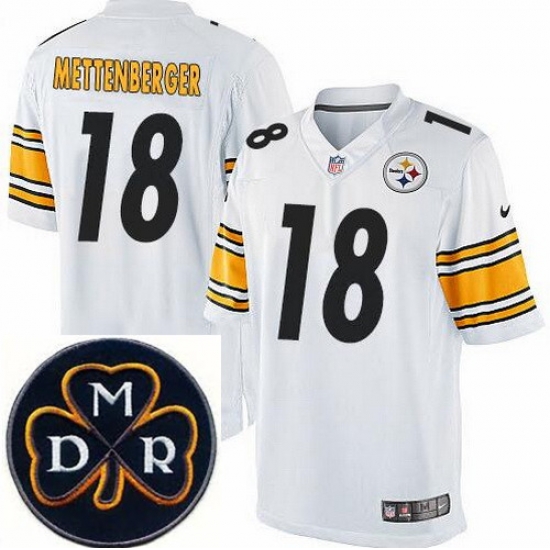 Men's Nike Pittsburgh Steelers #18 Zach Mettenberger Elite White NFL MDR Dan Rooney Patch Jersey Men's Nike Pittsburgh Steelers #18 Zach Mettenberger Elite White NFL MDR Dan Rooney Patch Jersey