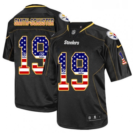 Mens Nike Pittsburgh Steelers 19 JuJu Smith Schuster Elite Black USA Flag Fashion NFL Jersey Mens Nike Pittsburgh Steelers 19 JuJu Smith Schuster Elite Black USA Flag Fashion NFL Jersey
