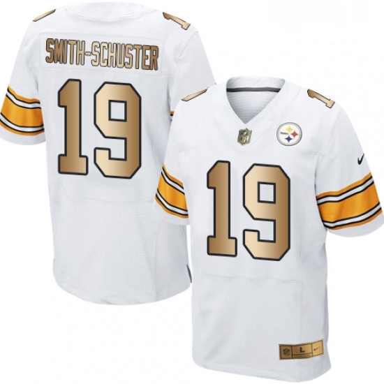Mens Nike Pittsburgh Steelers 19 JuJu Smith Schuster Elite WhiteGold NFL Jersey Mens Nike Pittsburgh Steelers 19 JuJu Smith Schuster Elite WhiteGold NFL Jersey