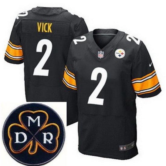 Men's Nike Pittsburgh Steelers #2 Michael Vick Black Team Color NFL Elite MDR Dan Rooney Patch Jersey Men's Nike Pittsburgh Steelers #2 Michael Vick Black Team Color NFL Elite MDR Dan Rooney Patch Jersey