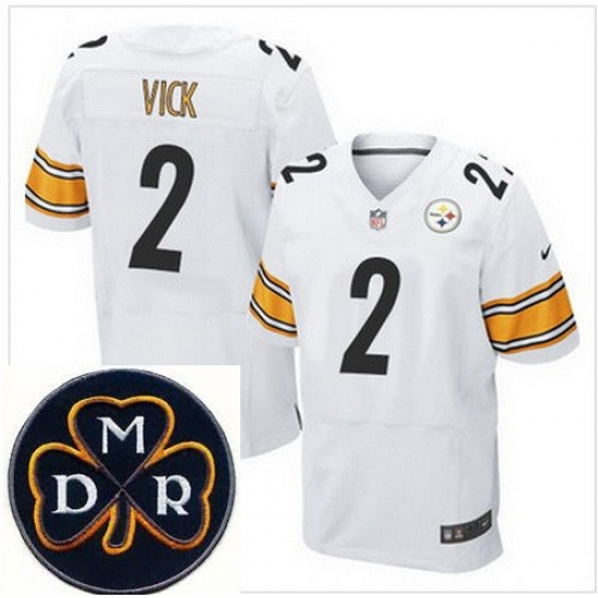 Men's Nike Pittsburgh Steelers #2 Michael Vick White NFL Elite MDR Dan Rooney Patch Jersey Men's Nike Pittsburgh Steelers #2 Michael Vick White NFL Elite MDR Dan Rooney Patch Jersey