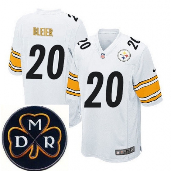 Men's Nike Pittsburgh Steelers #20 Rocky Bleier White Team Color NFL Elite MDR Dan Rooney Patch Jersey Men's Nike Pittsburgh Steelers #20 Rocky Bleier White Team Color NFL Elite MDR Dan Rooney Patch Jersey