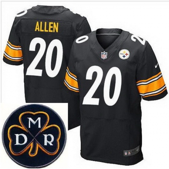 Men's Nike Pittsburgh Steelers #20 Will Allen Black Stitched NFL Elite MDR Dan Rooney Patch Jersey Men's Nike Pittsburgh Steelers #20 Will Allen Black Stitched NFL Elite MDR Dan Rooney Patch Jersey