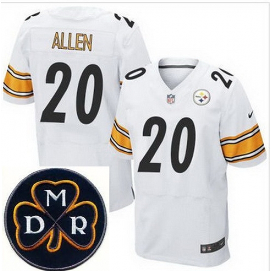 Men's Nike Pittsburgh Steelers #20 Will Allen White Stitched NFL Elite MDR Dan Rooney Patch Jersey Men's Nike Pittsburgh Steelers #20 Will Allen White Stitched NFL Elite MDR Dan Rooney Patch Jersey