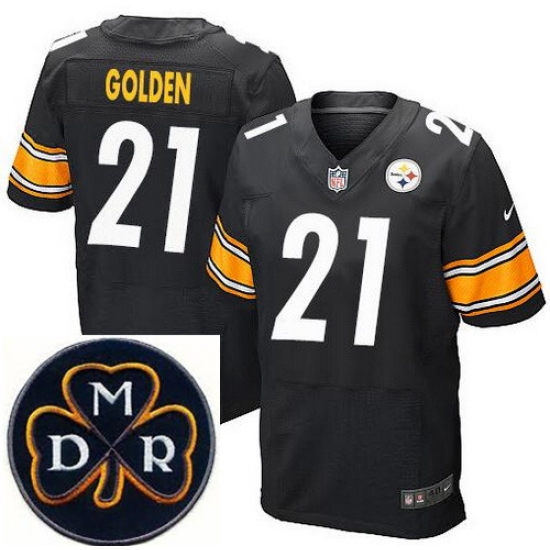 Men's Nike Pittsburgh Steelers #21 Robert Golden Elite Black NFL MDR Dan Rooney Patch Jersey Men's Nike Pittsburgh Steelers #21 Robert Golden Elite Black NFL MDR Dan Rooney Patch Jersey