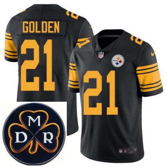 Men's Nike Pittsburgh Steelers #21 Robert Golden Elite Black Rush NFL MDR Dan Rooney Patch Jersey Men's Nike Pittsburgh Steelers #21 Robert Golden Elite Black Rush NFL MDR Dan Rooney Patch Jersey