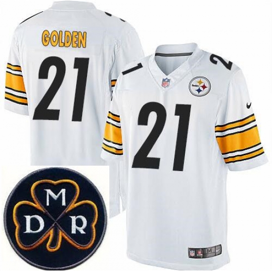 Men's Nike Pittsburgh Steelers #21 Robert Golden Elite White NFL MDR Dan Rooney Patch Jersey Men's Nike Pittsburgh Steelers #21 Robert Golden Elite White NFL MDR Dan Rooney Patch Jersey