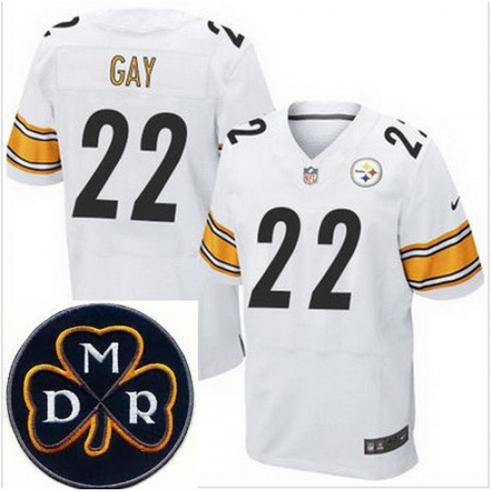 Men's Nike Pittsburgh Steelers #22 William Gay White Stitched NFL Elite MDR Dan Rooney Patch Jersey Men's Nike Pittsburgh Steelers #22 William Gay White Stitched NFL Elite MDR Dan Rooney Patch Jersey