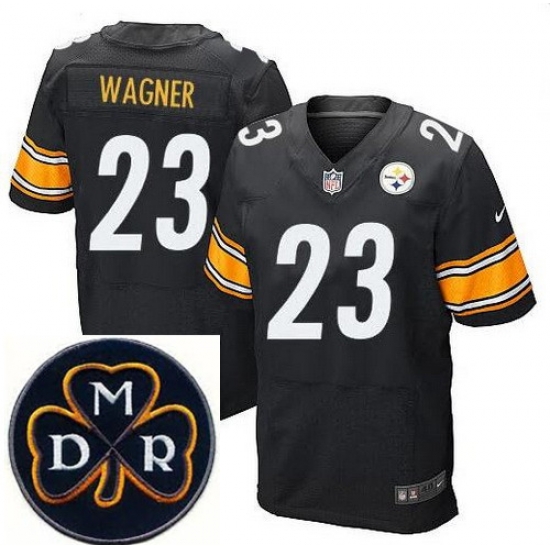 Men's Nike Pittsburgh Steelers #23 Mike Wagner Elite Black NFL MDR Dan Rooney Patch Jersey Men's Nike Pittsburgh Steelers #23 Mike Wagner Elite Black NFL MDR Dan Rooney Patch Jersey