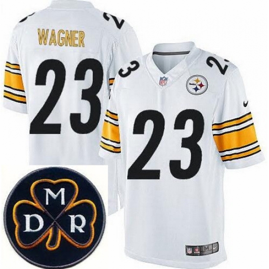 Men's Nike Pittsburgh Steelers #23 Mike Wagner Elite White NFL MDR Dan Rooney Patch Jersey Men's Nike Pittsburgh Steelers #23 Mike Wagner Elite White NFL MDR Dan Rooney Patch Jersey