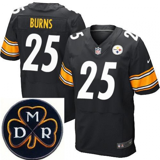 Men's Nike Pittsburgh Steelers #25 Artie Burns Black Team Color Stitched NFL Elite MDR Dan Rooney Patch Jersey Men's Nike Pittsburgh Steelers #25 Artie Burns Black Team Color Stitched NFL Elite MDR Dan Rooney Patch Jersey