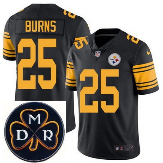 Men's Nike Pittsburgh Steelers #25 Artie Burns Elite Black Rush NFL MDR Dan Rooney Patch Jersey Men's Nike Pittsburgh Steelers #25 Artie Burns Elite Black Rush NFL MDR Dan Rooney Patch Jersey