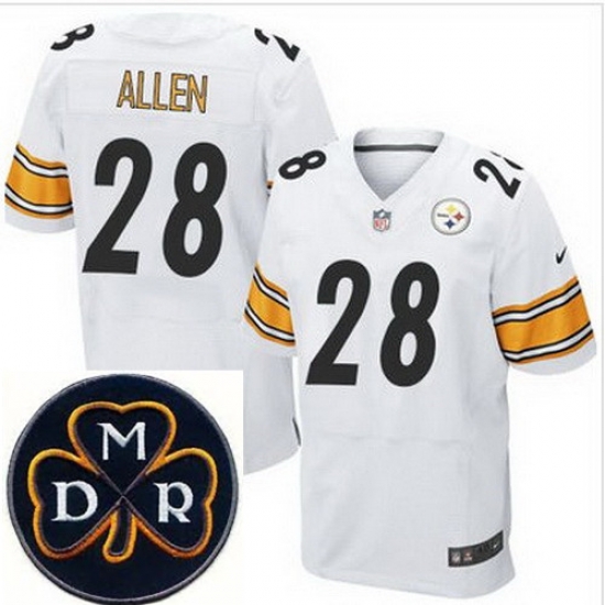 Men's Nike Pittsburgh Steelers #28 Cortez Allen White Stitched NFL Elite MDR Dan Rooney Patch Jersey Men's Nike Pittsburgh Steelers #28 Cortez Allen White Stitched NFL Elite MDR Dan Rooney Patch Jersey