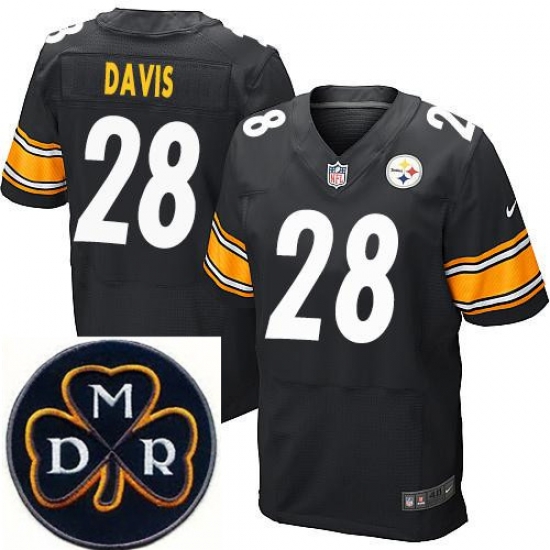 Men's Nike Pittsburgh Steelers #28 Sean Davis Black Team Color Stitched NFL Elite MDR Dan Rooney Patch Jersey Men's Nike Pittsburgh Steelers #28 Sean Davis Black Team Color Stitched NFL Elite MDR Dan Rooney Patch Jersey