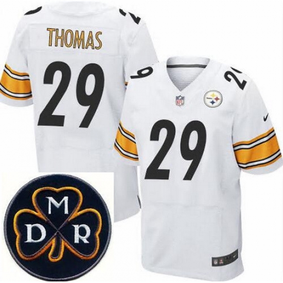 Men's Nike Pittsburgh Steelers #29 Shamarko Thomas Elite White NFL MDR Dan Rooney Patch Jersey Men's Nike Pittsburgh Steelers #29 Shamarko Thomas Elite White NFL MDR Dan Rooney Patch Jersey