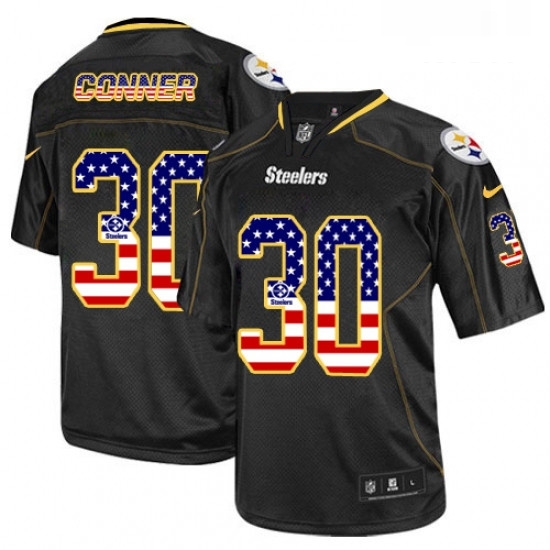 Mens Nike Pittsburgh Steelers 30 James Conner Elite Black USA Flag Fashion NFL Jersey Mens Nike Pittsburgh Steelers 30 James Conner Elite Black USA Flag Fashion NFL Jersey