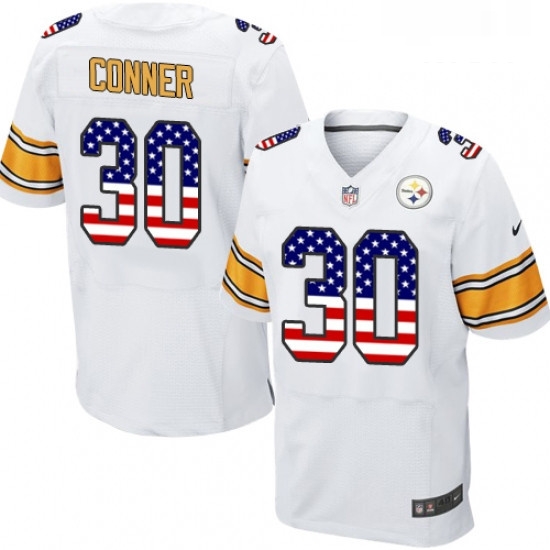 Mens Nike Pittsburgh Steelers 30 James Conner Elite White Road USA Flag Fashion NFL Jersey Mens Nike Pittsburgh Steelers 30 James Conner Elite White Road USA Flag Fashion NFL Jersey