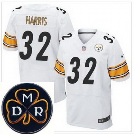 Men's Nike Pittsburgh Steelers #32 Franco Harris White NFL Elite MDR Dan Rooney Patch Jersey Men's Nike Pittsburgh Steelers #32 Franco Harris White NFL Elite MDR Dan Rooney Patch Jersey