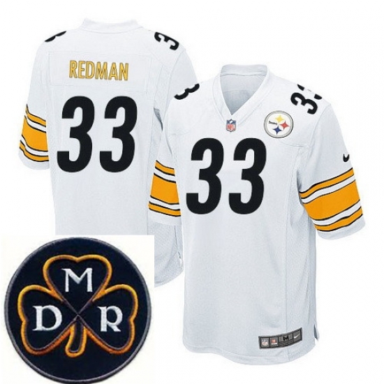 Men's Nike Pittsburgh Steelers #33 Isaac Redman White Elite MDR Dan Rooney Patch Jerseys Men's Nike Pittsburgh Steelers #33 Isaac Redman White Elite MDR Dan Rooney Patch Jerseys