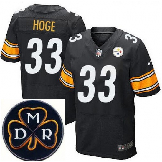 Men's Nike Pittsburgh Steelers #33 Merril Hoge Elite Black NFL MDR Dan Rooney Patch Jersey Men's Nike Pittsburgh Steelers #33 Merril Hoge Elite Black NFL MDR Dan Rooney Patch Jersey