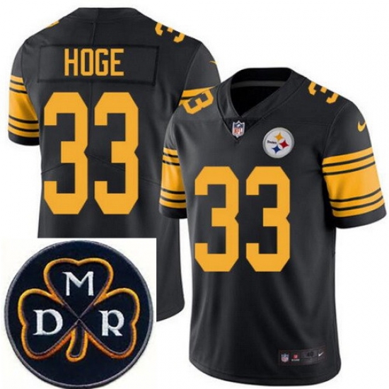 Men's Nike Pittsburgh Steelers #33 Merril Hoge Elite Black Rush NFL MDR Dan Rooney Patch Jersey Men's Nike Pittsburgh Steelers #33 Merril Hoge Elite Black Rush NFL MDR Dan Rooney Patch Jersey