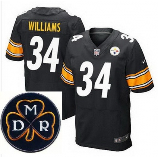 Men's Nike Pittsburgh Steelers #34 DeAngelo Williams Black Team Color Stitched NFL Elite MDR Dan Rooney Patch Jersey Men's Nike Pittsburgh Steelers #34 DeAngelo Williams Black Team Color Stitched NFL Elite MDR Dan Rooney Patch Jersey