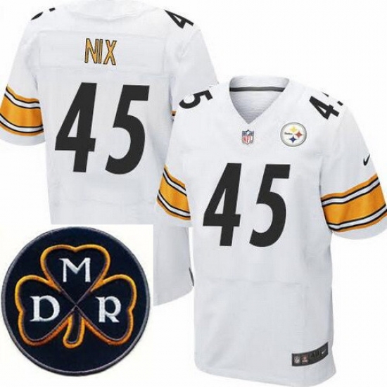 Men's Nike Pittsburgh Steelers #45 Roosevelt Nix Elite White NFL MDR Dan Rooney Patch Jersey Men's Nike Pittsburgh Steelers #45 Roosevelt Nix Elite White NFL MDR Dan Rooney Patch Jersey