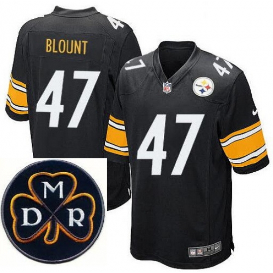 Men's Nike Pittsburgh Steelers #47 Mel Blount Elite Black NFL MDR Dan Rooney Patch Jersey Men's Nike Pittsburgh Steelers #47 Mel Blount Elite Black NFL MDR Dan Rooney Patch Jersey