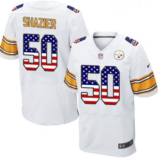 Mens Nike Pittsburgh Steelers 50 Ryan Shazier Elite White Road USA Flag Fashion NFL Jersey Mens Nike Pittsburgh Steelers 50 Ryan Shazier Elite White Road USA Flag Fashion NFL Jersey