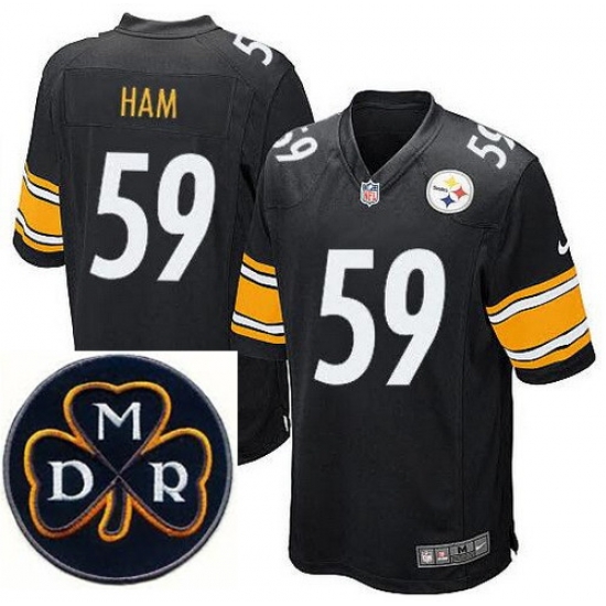 Men's Nike Pittsburgh Steelers #59 Jack Ham Elite Black NFL MDR Dan Rooney Patch Jersey Men's Nike Pittsburgh Steelers #59 Jack Ham Elite Black NFL MDR Dan Rooney Patch Jersey