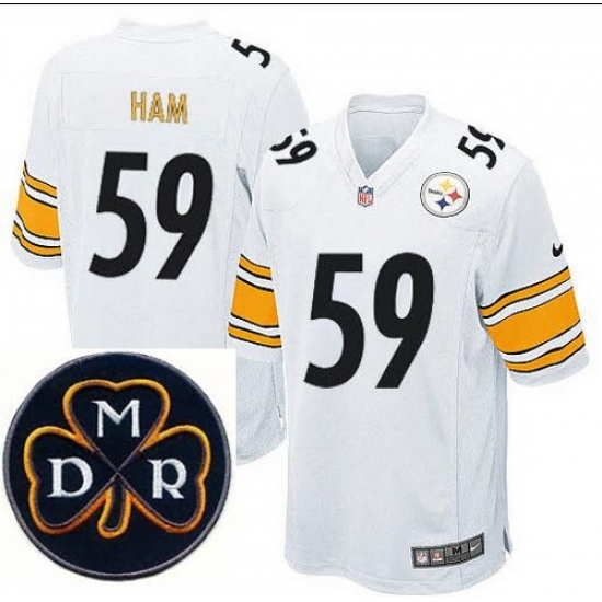 Men's Nike Pittsburgh Steelers #59 Jack Ham Elite White NFL MDR Dan Rooney Patch Jersey Men's Nike Pittsburgh Steelers #59 Jack Ham Elite White NFL MDR Dan Rooney Patch Jersey