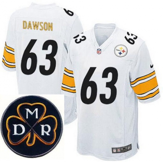 Men's Nike Pittsburgh Steelers #63 Dermontti Dawson Elite White NFL MDR Dan Rooney Patch Jersey Men's Nike Pittsburgh Steelers #63 Dermontti Dawson Elite White NFL MDR Dan Rooney Patch Jersey