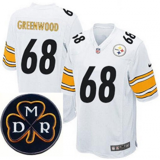 Men's Nike Pittsburgh Steelers #68 L.C. Greenwood Elite White NFL MDR Dan Rooney Patch Jersey Men's Nike Pittsburgh Steelers #68 L.C. Greenwood Elite White NFL MDR Dan Rooney Patch Jersey
