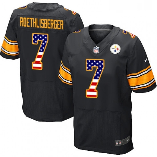 Mens Nike Pittsburgh Steelers 7 Ben Roethlisberger Elite Black Home USA Flag Fashion NFL Jersey Mens Nike Pittsburgh Steelers 7 Ben Roethlisberger Elite Black Home USA Flag Fashion NFL Jersey