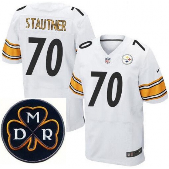 Men's Nike Pittsburgh Steelers #70 Ernie Stautner Elite White NFL MDR Dan Rooney Patch Jersey Men's Nike Pittsburgh Steelers #70 Ernie Stautner Elite White NFL MDR Dan Rooney Patch Jersey