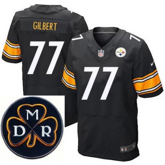 Men's Nike Pittsburgh Steelers #77 Marcus Gilbert Elite Black NFL MDR Dan Rooney Patch Jersey Men's Nike Pittsburgh Steelers #77 Marcus Gilbert Elite Black NFL MDR Dan Rooney Patch Jersey