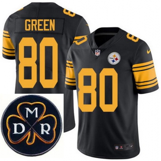 Men's Nike Pittsburgh Steelers #80 Ladarius Green Elite Black Rush NFL MDR Dan Rooney Patch Jersey Men's Nike Pittsburgh Steelers #80 Ladarius Green Elite Black Rush NFL MDR Dan Rooney Patch Jersey