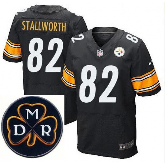 Men's Nike Pittsburgh Steelers #82 John Stallworth Elite Black NFL MDR Dan Rooney Patch Jersey Men's Nike Pittsburgh Steelers #82 John Stallworth Elite Black NFL MDR Dan Rooney Patch Jersey