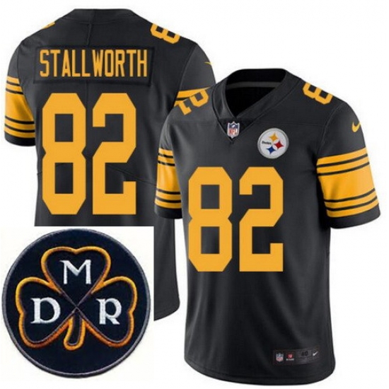 Men's Nike Pittsburgh Steelers #82 John Stallworth Elite Black Rush NFL MDR Dan Rooney Patch Jersey Men's Nike Pittsburgh Steelers #82 John Stallworth Elite Black Rush NFL MDR Dan Rooney Patch Jersey