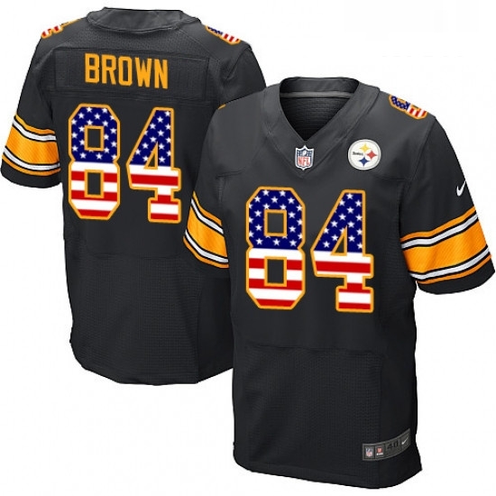 Mens Nike Pittsburgh Steelers 84 Antonio Brown Elite Black Home USA Flag Fashion NFL Jersey Mens Nike Pittsburgh Steelers 84 Antonio Brown Elite Black Home USA Flag Fashion NFL Jersey