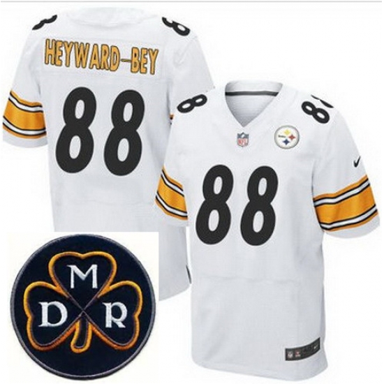 Men's Nike Pittsburgh Steelers #88 Darrius Heyward-Bey White Stitched NFL Elite MDR Dan Rooney Patch Jersey Men's Nike Pittsburgh Steelers #88 Darrius Heyward-Bey White Stitched NFL Elite MDR Dan Rooney Patch Jersey